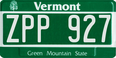 VT license plate ZPP927