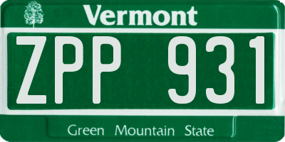 VT license plate ZPP931