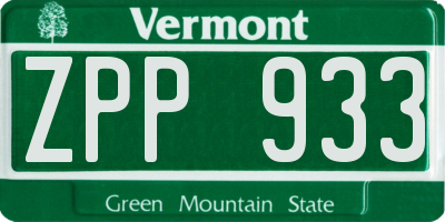 VT license plate ZPP933