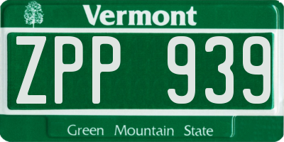 VT license plate ZPP939