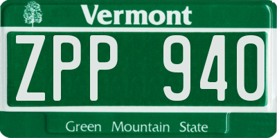 VT license plate ZPP940