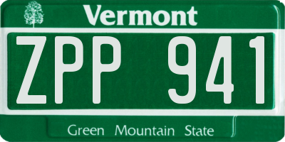 VT license plate ZPP941