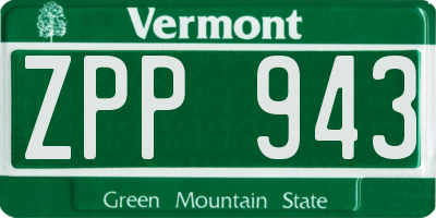VT license plate ZPP943