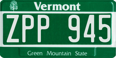 VT license plate ZPP945