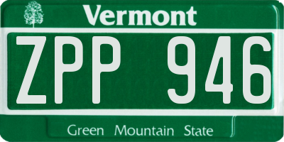 VT license plate ZPP946