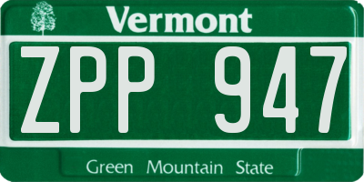 VT license plate ZPP947