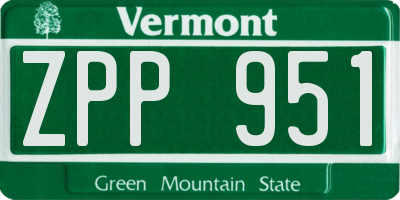 VT license plate ZPP951