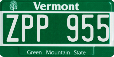 VT license plate ZPP955