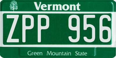 VT license plate ZPP956