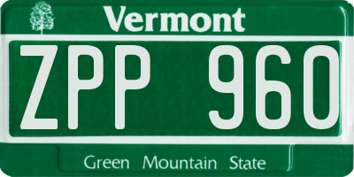 VT license plate ZPP960