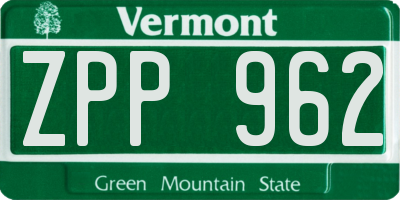 VT license plate ZPP962