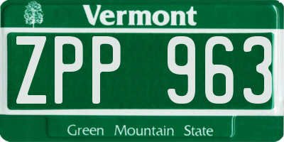 VT license plate ZPP963