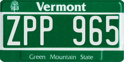 VT license plate ZPP965