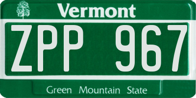 VT license plate ZPP967