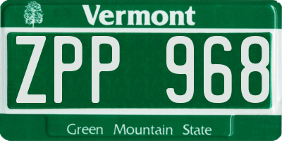 VT license plate ZPP968