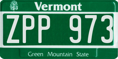 VT license plate ZPP973