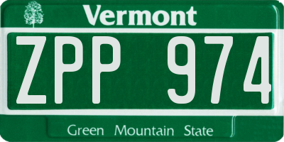 VT license plate ZPP974