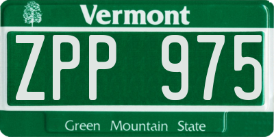 VT license plate ZPP975