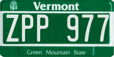 VT license plate ZPP977