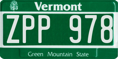 VT license plate ZPP978
