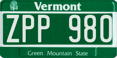 VT license plate ZPP980