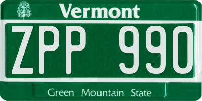 VT license plate ZPP990