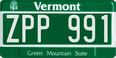 VT license plate ZPP991