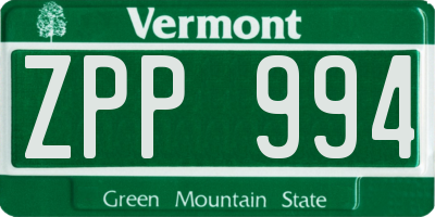 VT license plate ZPP994