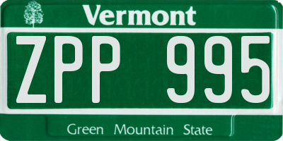 VT license plate ZPP995
