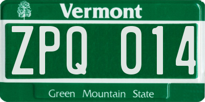 VT license plate ZPQ014