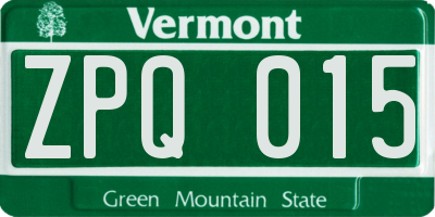 VT license plate ZPQ015