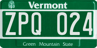 VT license plate ZPQ024