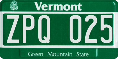 VT license plate ZPQ025