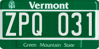 VT license plate ZPQ031