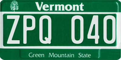 VT license plate ZPQ040