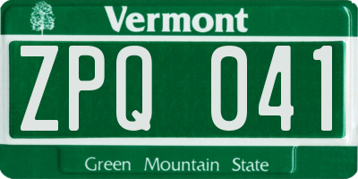 VT license plate ZPQ041