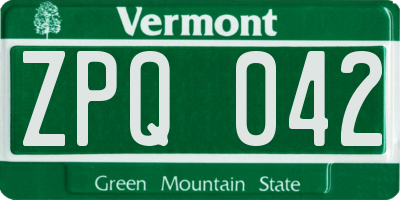 VT license plate ZPQ042