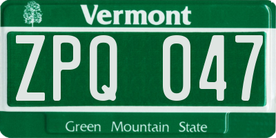 VT license plate ZPQ047