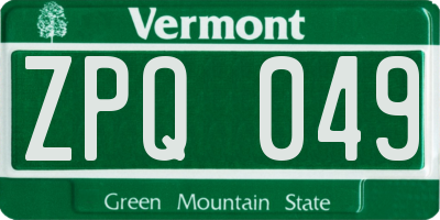 VT license plate ZPQ049