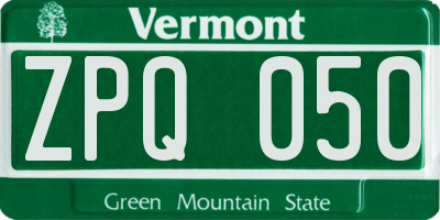 VT license plate ZPQ050