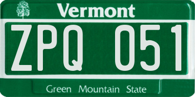 VT license plate ZPQ051