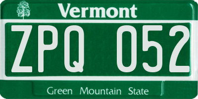 VT license plate ZPQ052