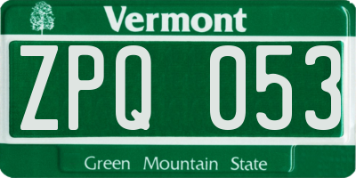 VT license plate ZPQ053
