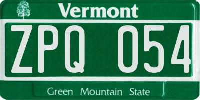 VT license plate ZPQ054