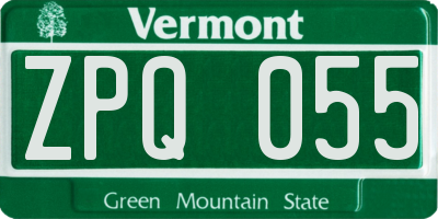 VT license plate ZPQ055