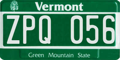 VT license plate ZPQ056