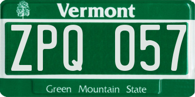 VT license plate ZPQ057