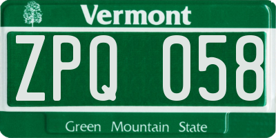 VT license plate ZPQ058