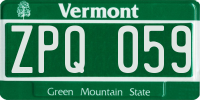 VT license plate ZPQ059