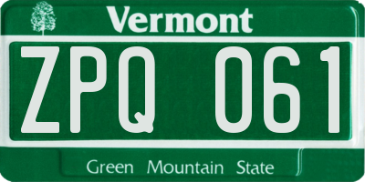 VT license plate ZPQ061